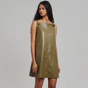 NANUSHKA Claire Vegan Leather Dress Olive Green {3N39}